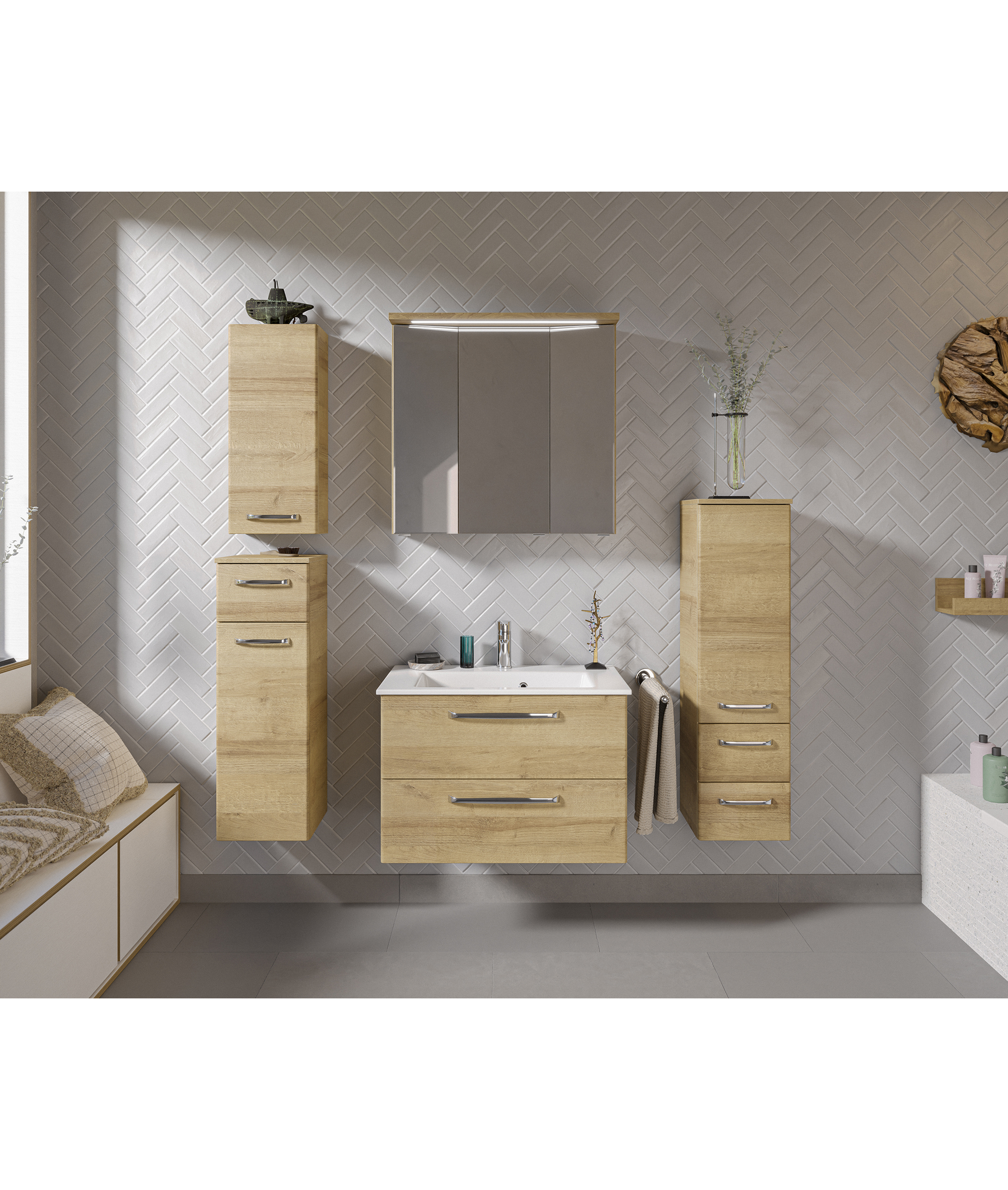 Hängeschrank 'Primo' braun foliert 30 x 70 x 20 cm