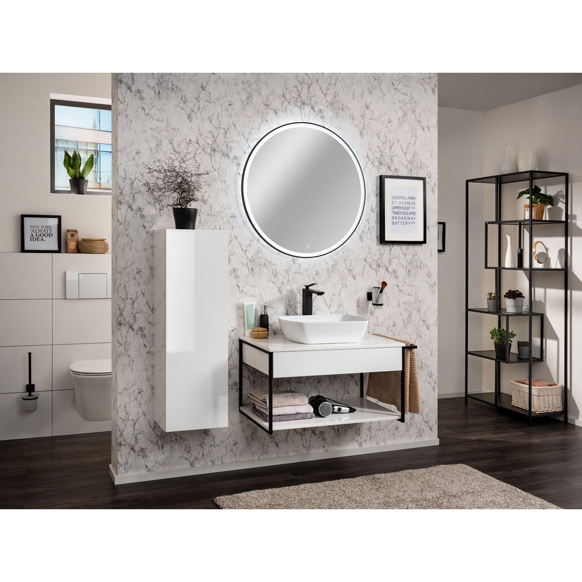 Waschtisch-Unterbau 'New York' weiß/schwarz 88 x 43 x 47,5 cm + product picture