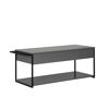Grauer Couchtisch mit schwarzem Metallgestell
