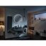 Modernes Badezimmer mit grauen Möbeln und New York Skyline an der Wand