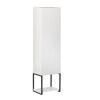 Weißer Hochschrank NEW YORK Midi mit schwarzem Metallgestell und Ablage