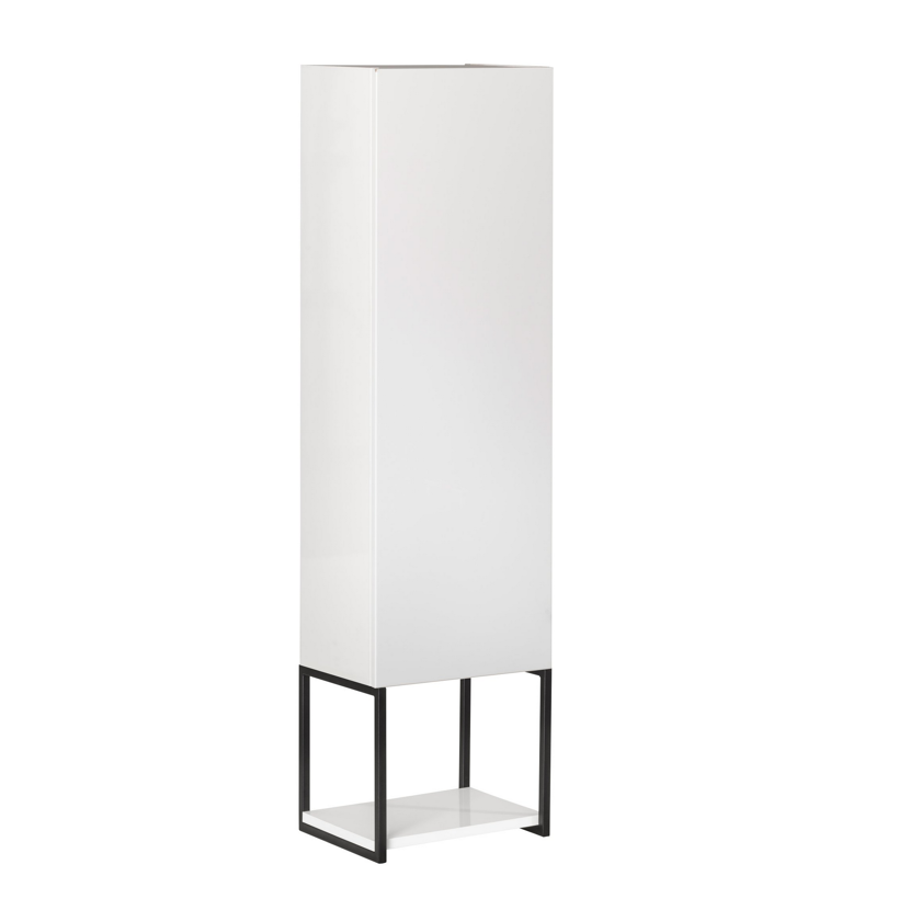 Weißer Hochschrank NEW YORK Midi mit schwarzem Metallgestell und Ablage