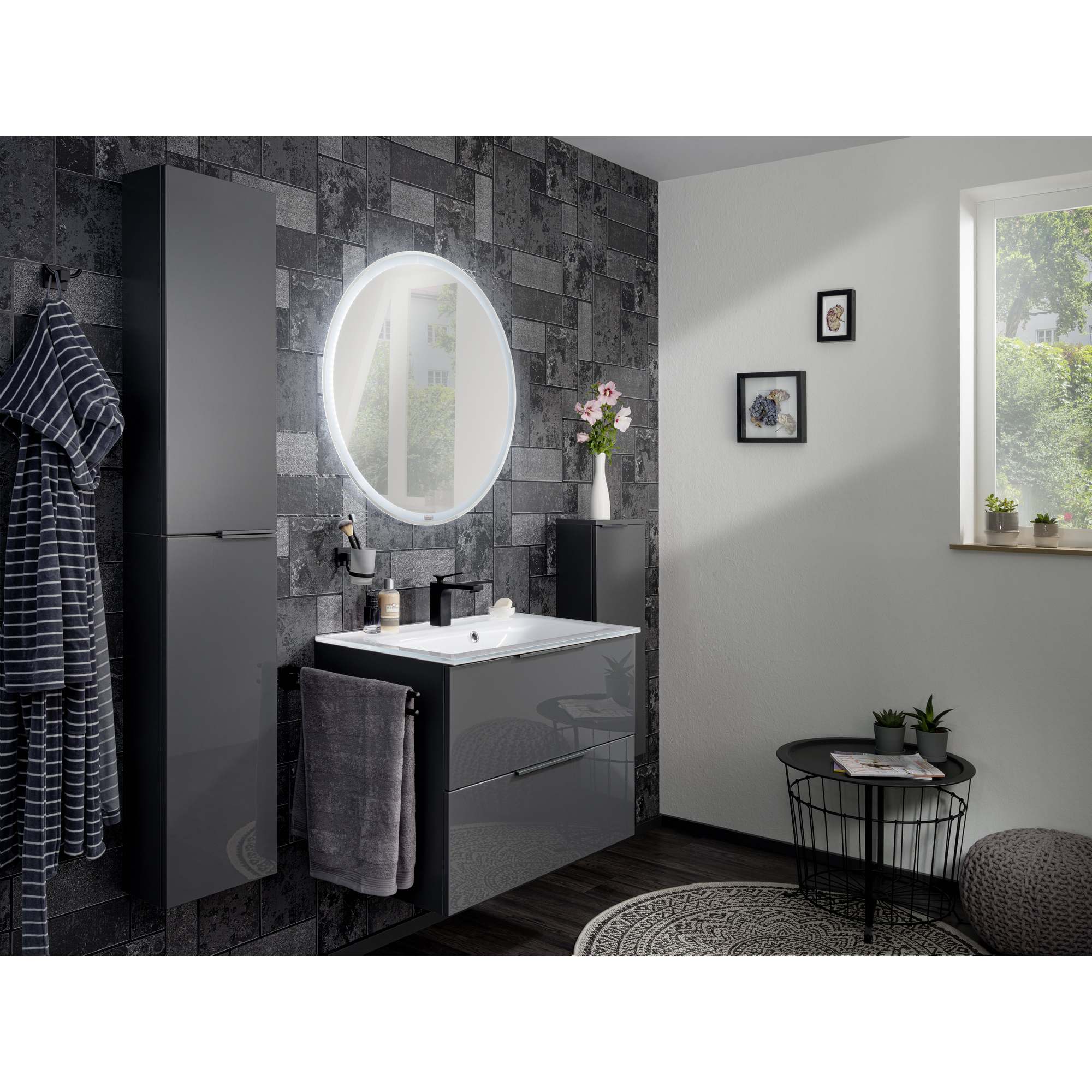 Waschtisch-Unterschrank 'Luna' anthrazitfarben 80 x 60,5 x 49 cm + product picture