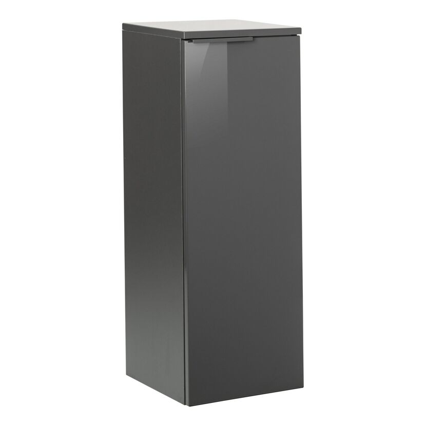 Grauer Hochschrank mit Glastür