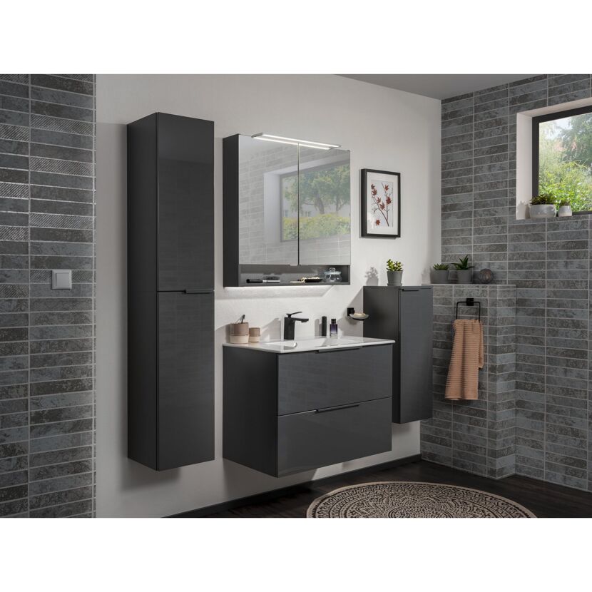 Hochschrank 'Luna' anthrazit glänzend 30 x 162 x 32 cm