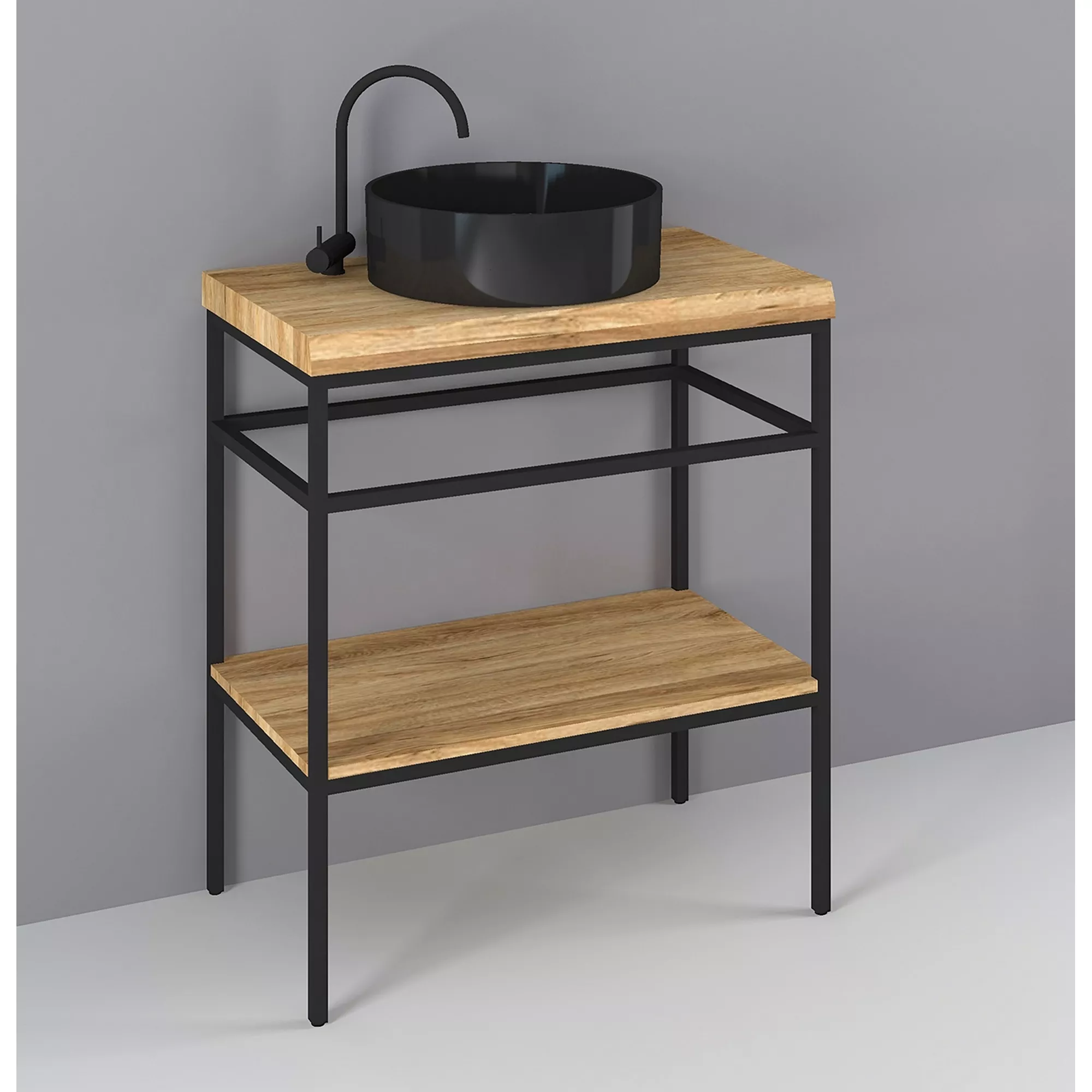 Aufsatzwaschbecken 'Tree' Keramik schwarz Ø 43 x 12 cm