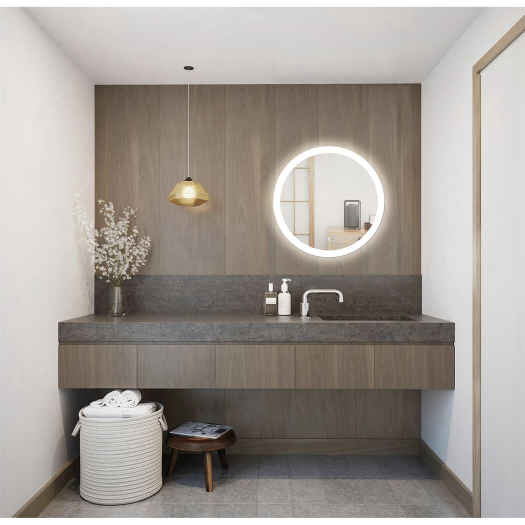 Badezimmer mit rundem LED-Spiegel 'Silver Lunar'