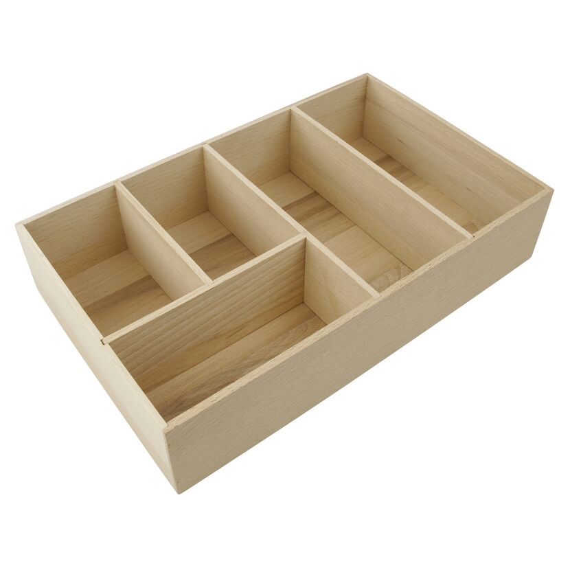 Leere Holzbox mit Fächern