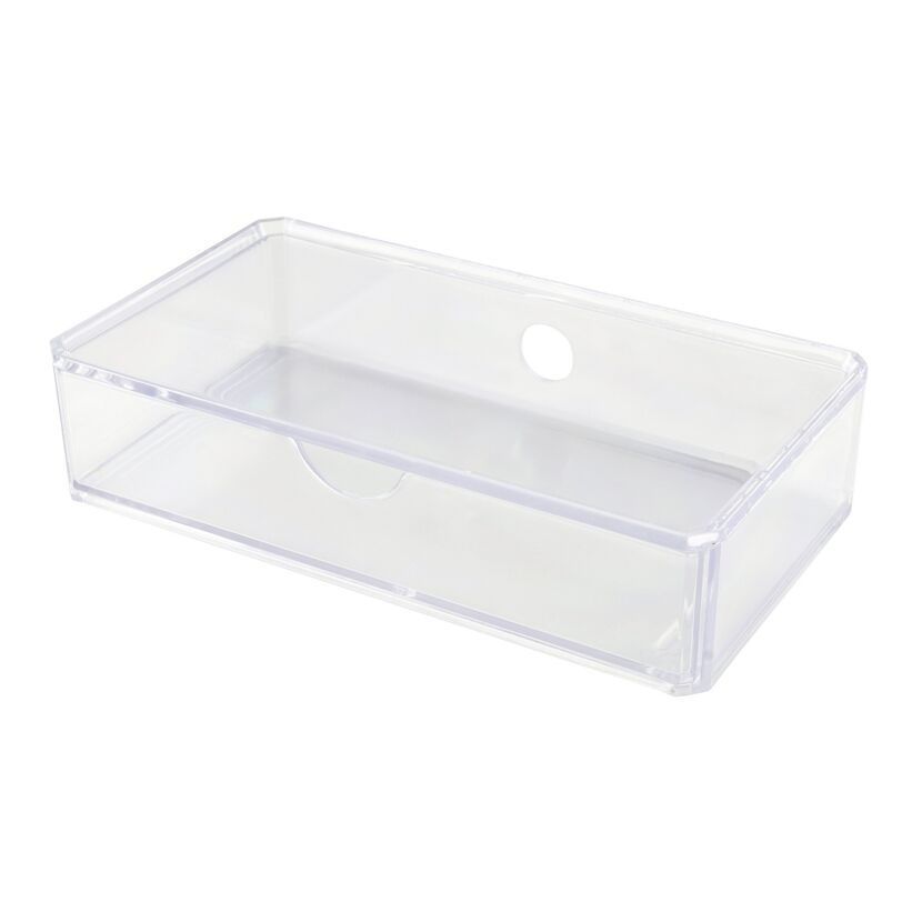 Leerer, durchsichtiger Organizer mit Schublade
