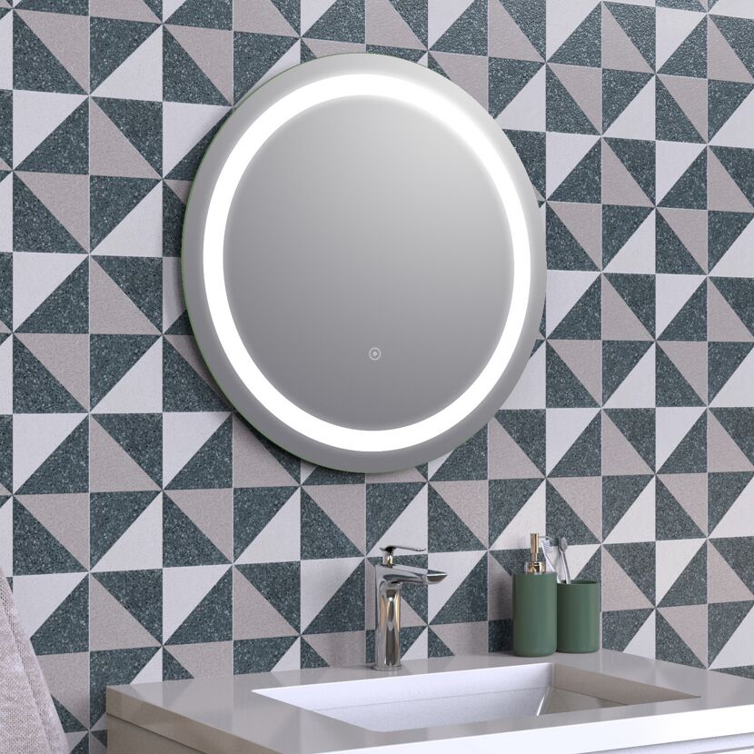 Runder LED-Spiegel Brietta über Waschbecken