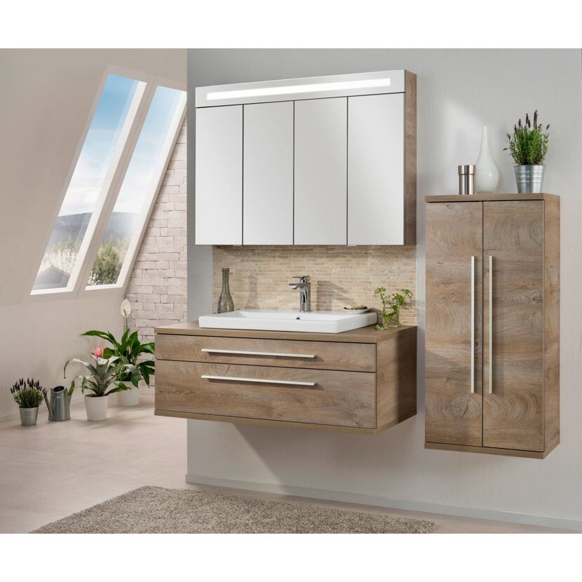 Hängendes Badmöbel-Set mit Spiegel und Schrank
