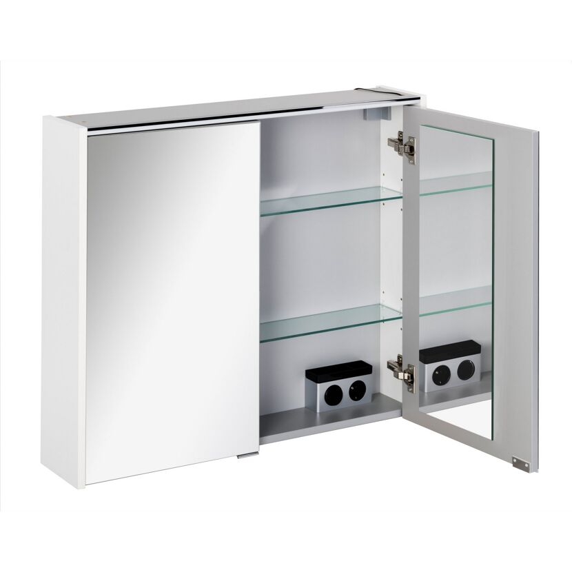 LED-Spiegelschrank 'Denver' weiß 80 x 68,5 x 16 cm