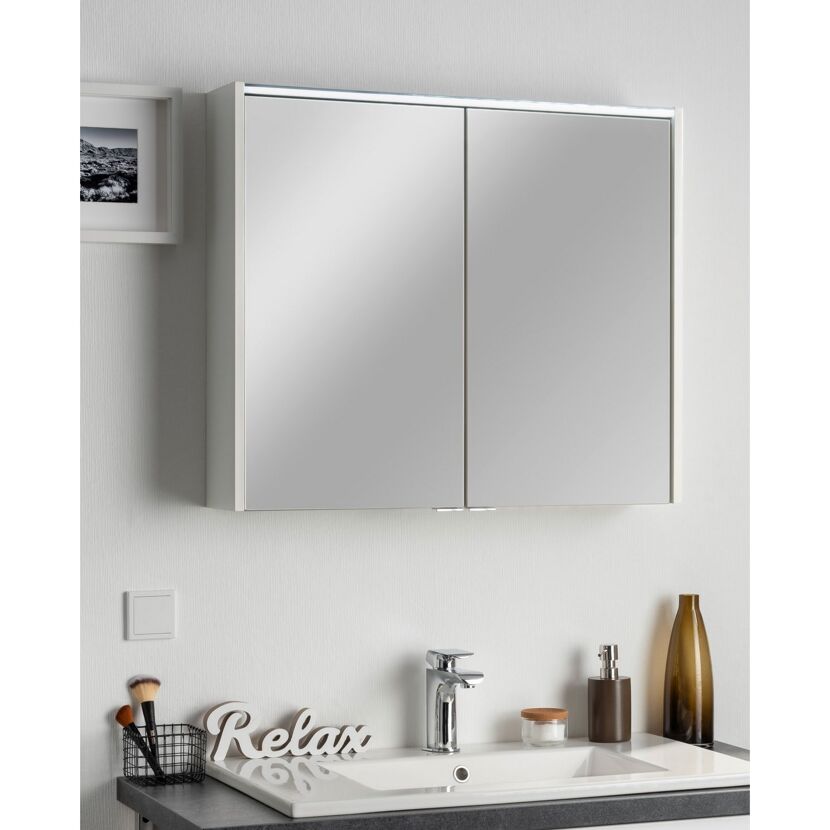 LED-Spiegelschrank 'Denver' weiß 80 x 68,5 x 16 cm
