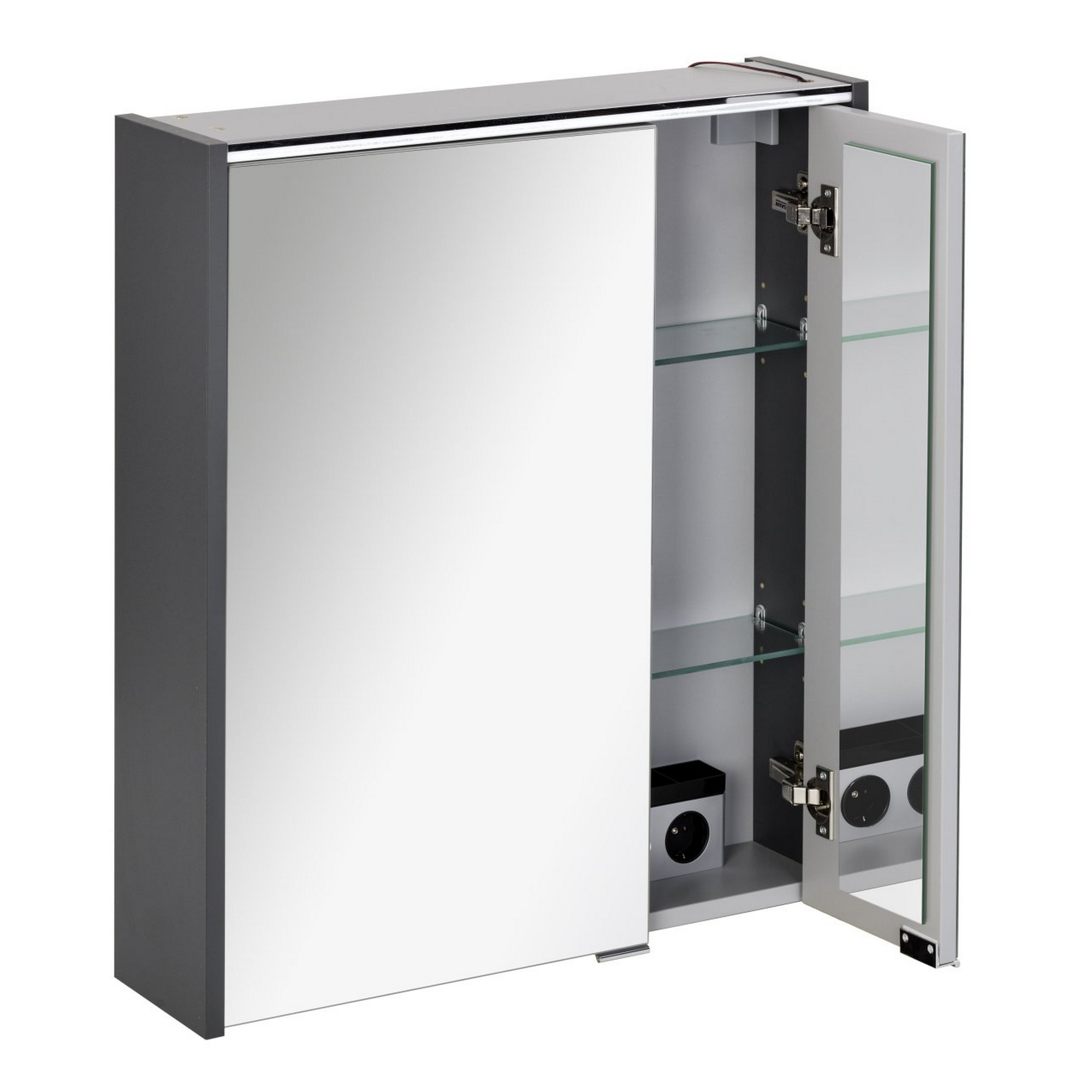 LED-Spiegelschrank 'Denver' anthrazit 60 x 68,5 x 16 cm