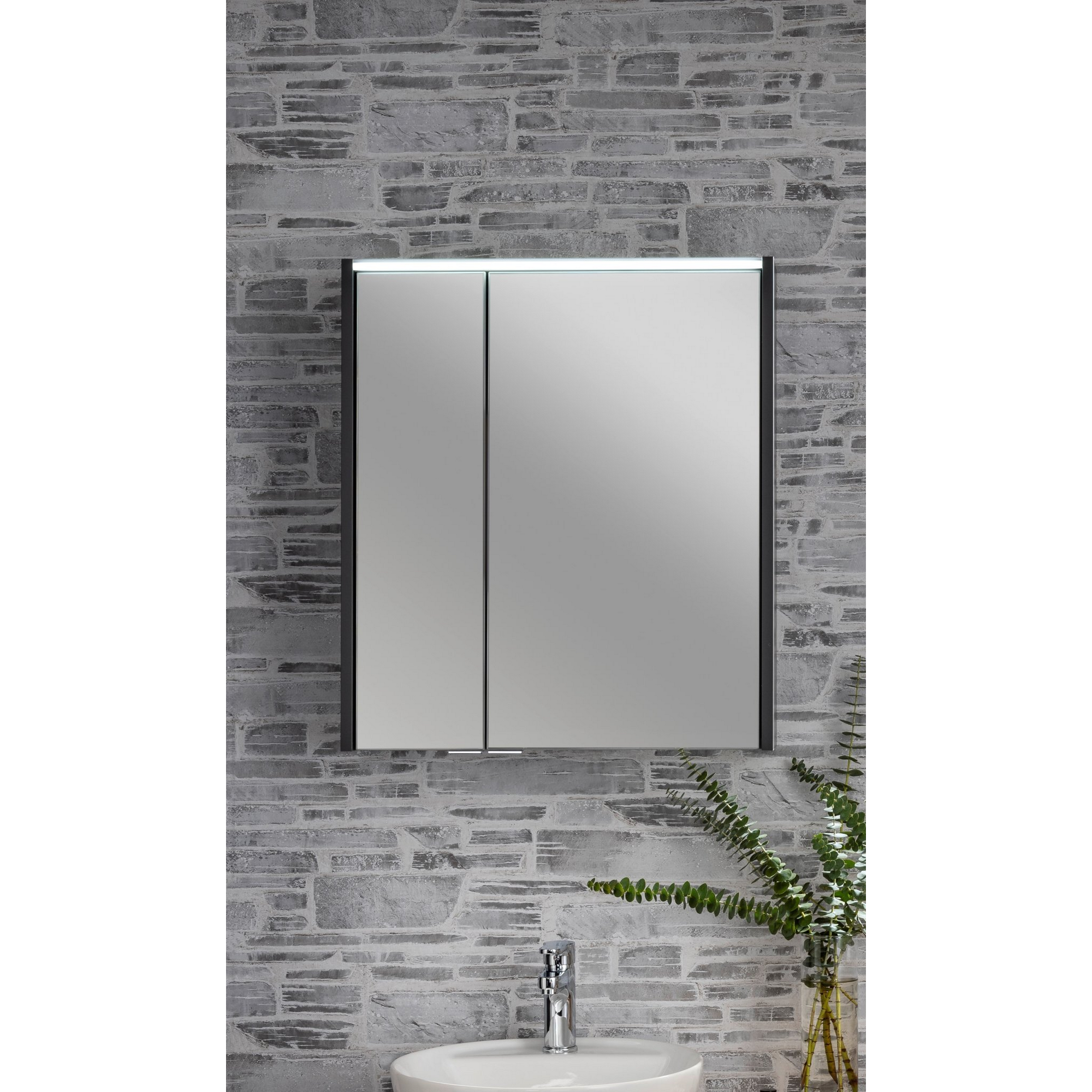 LED-Spiegelschrank 'Denver' anthrazit 60 x 68,5 x 16 cm