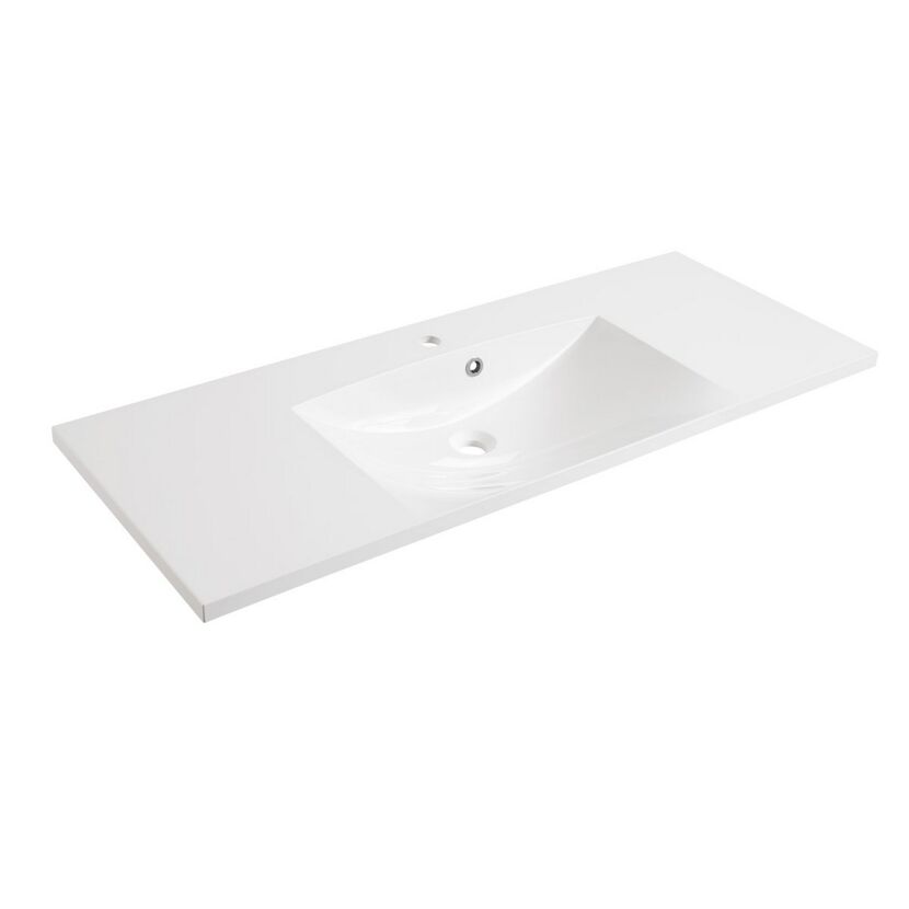 Weißes Waschbecken mit Abfluss.