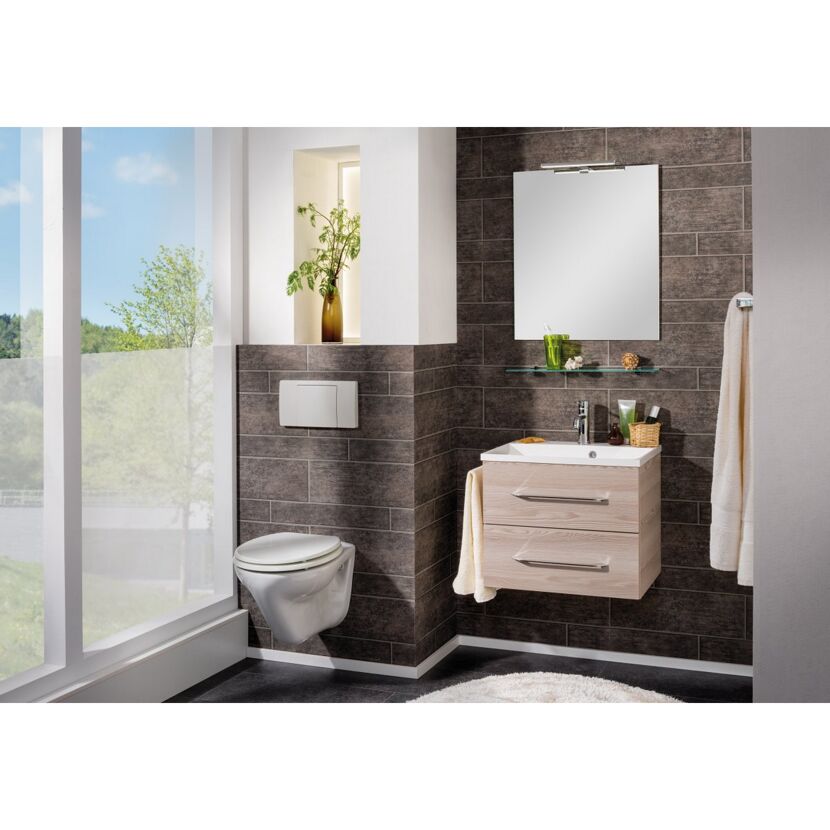 Waschbecken eckig Gussmarmor weiß 60 x 14 x 46 cm
