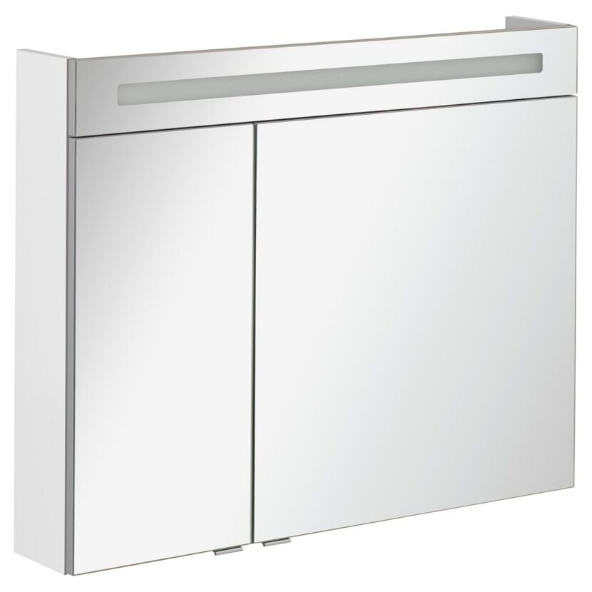 Weißer Spiegelschrank mit LED-Beleuchtung oben