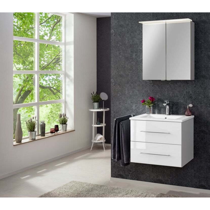 Waschbecken mit Unterschrank 'B.Perfekt' weiß glänzend 62 x 51 x 48 cm
