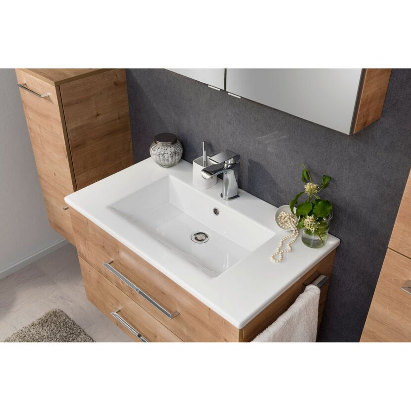 Waschbecken eckig weiß 82 x 15 x 48 cm