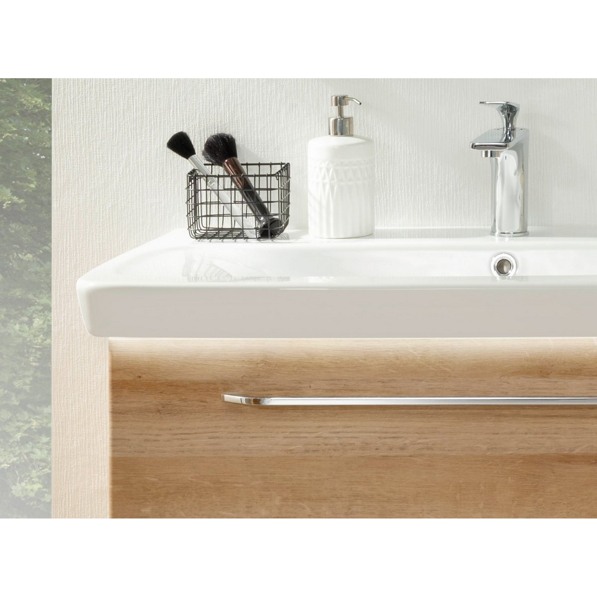 Waschbeckenunterschrank 'Milano' braun foliert 80 x 49,5 x 48 cm