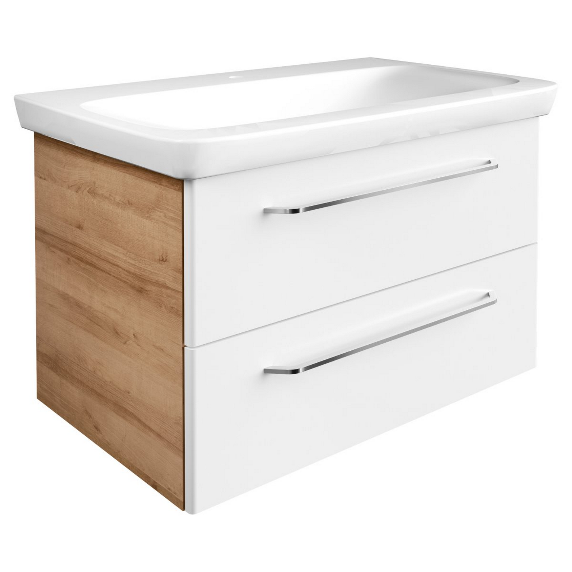 Waschbeckenunterschrank 'Milano' weiß, braun foliert 80 x 49,5 x 48 cm