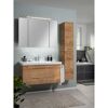 Waschbeckenunterschrank mit Spiegelschrank und Hochschrank in Holzoptik