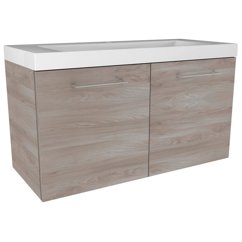 Waschtischunterschrank mit weißem Waschbecken