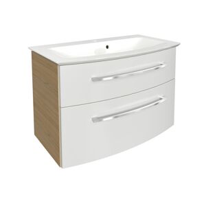 Waschbecken mit Unterschrank 'B.Style' braun, weiß glänzend 83,2 x 54,3 x 46 cm