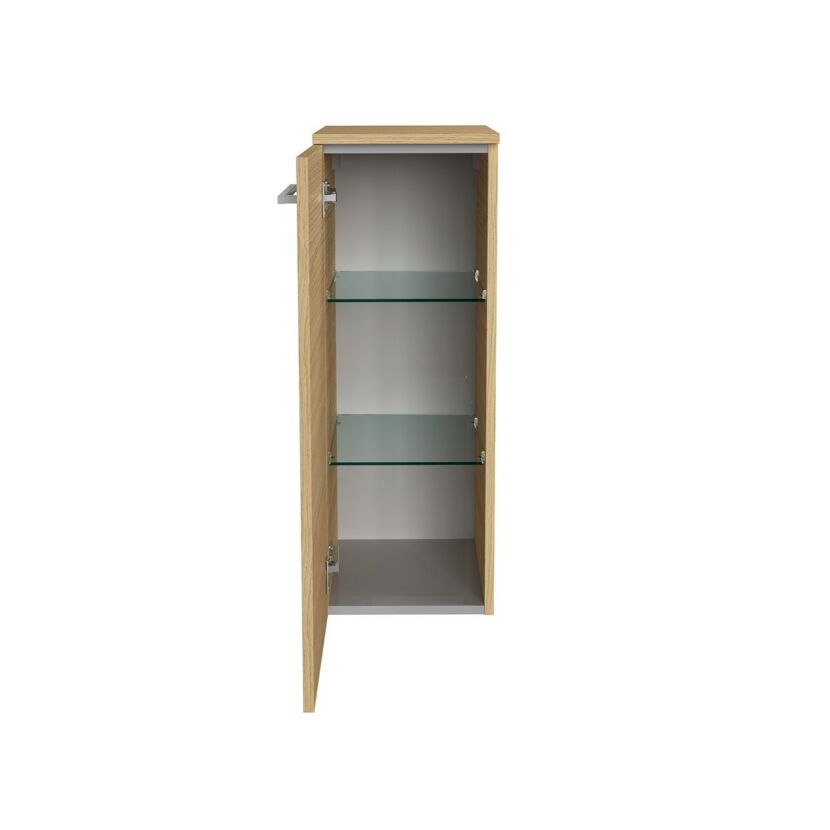 Offener Hochschrank mit zwei Glaseinlegeböden