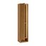Hoher Badschrank aus Holz mit offener Tür.