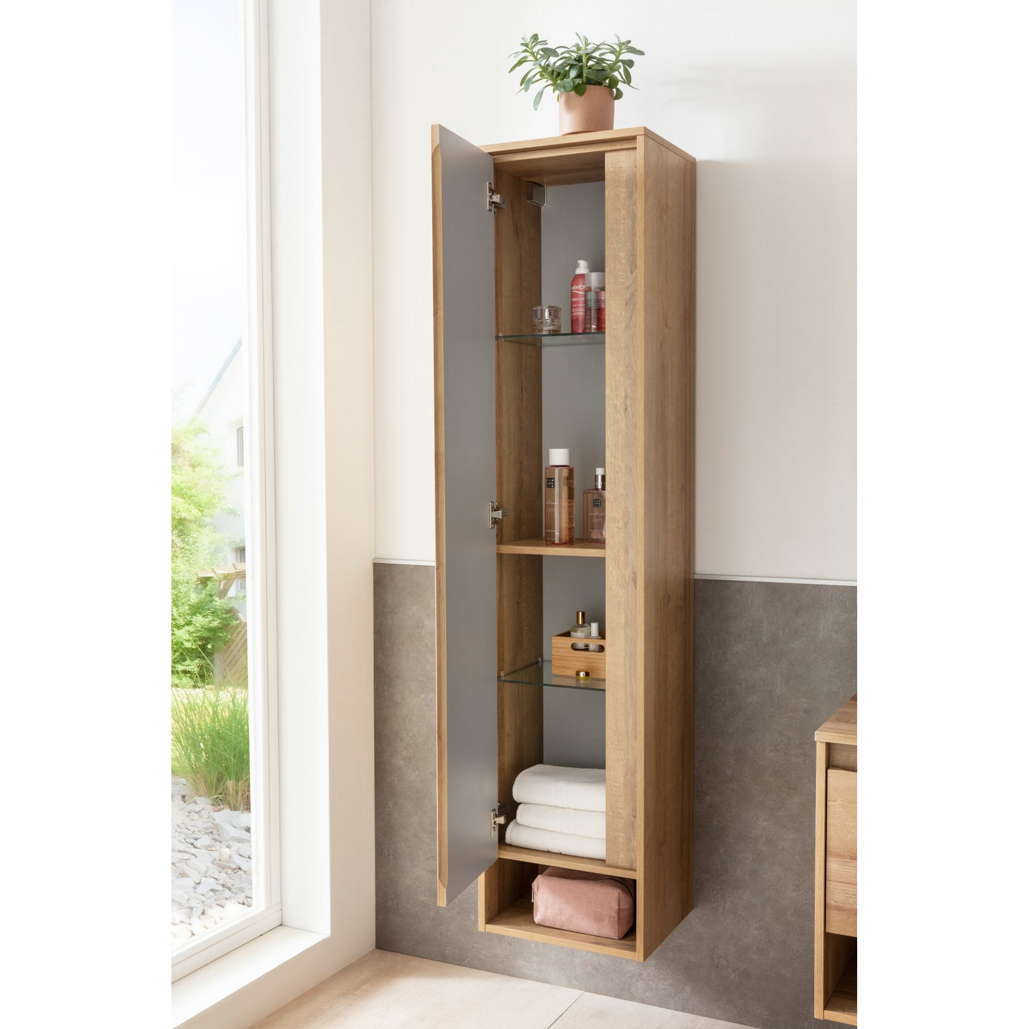 Hochschrank 'Natura' asteiche  38 x 166,5 x 32 cm links + product picture