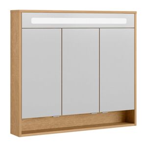 LED-Spiegelschrank 'Natura' braun 93,4 x 84 x 15,5 cm