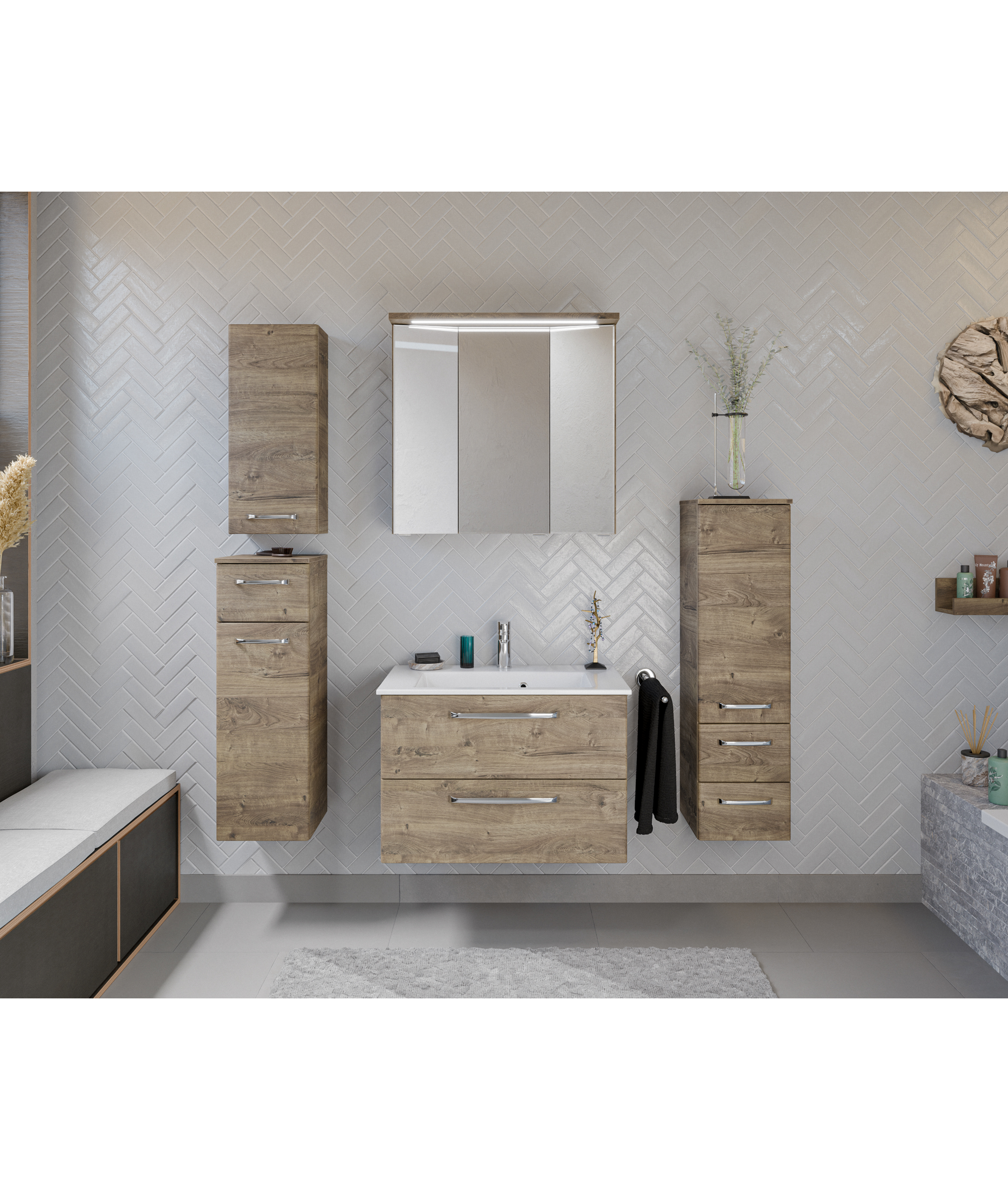Hängeschrank 'Primo' braun foliert 30 x 70 x 20 cm