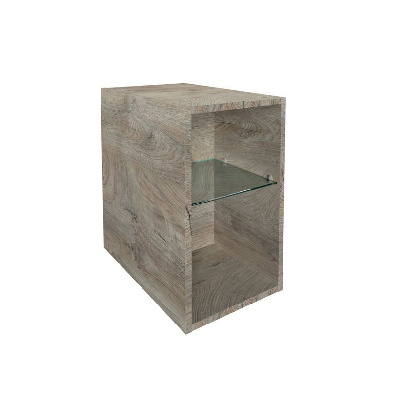 Holzregal mit Glasboden
