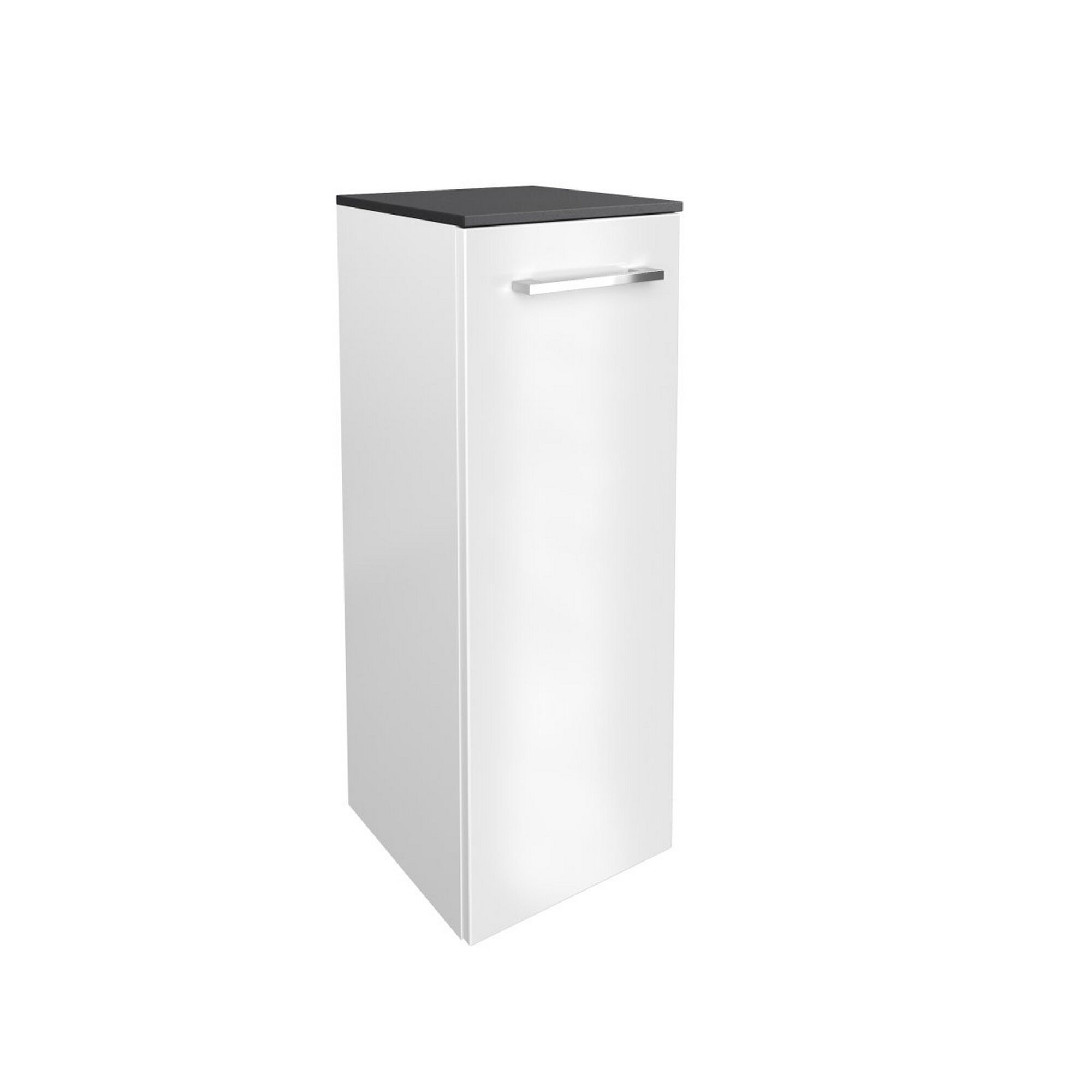 Weißer Hochschrank mit grauer Abdeckung