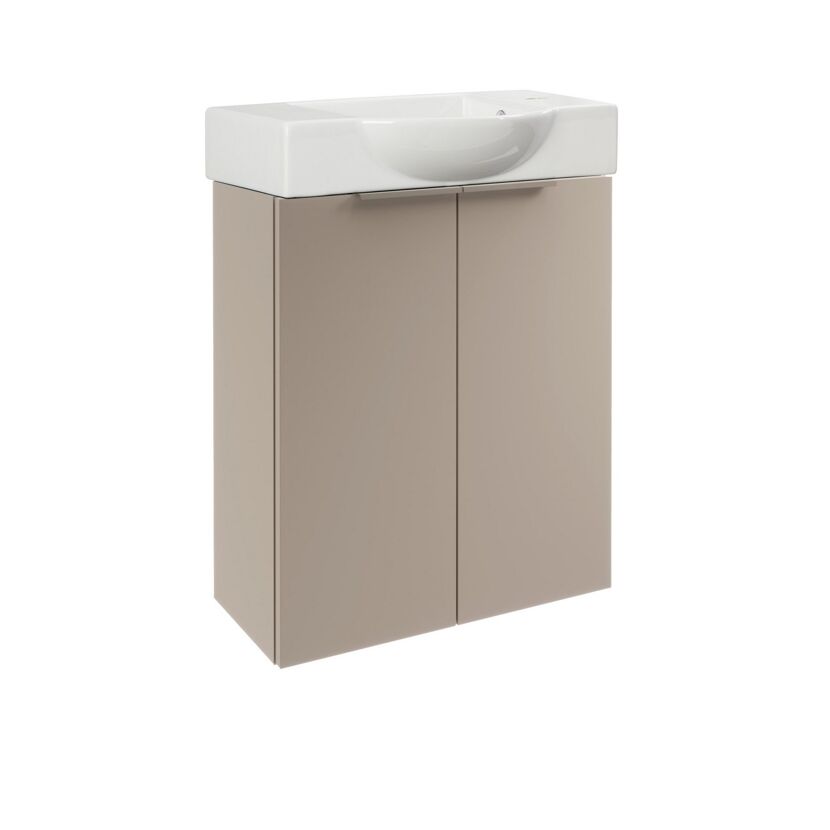 Waschbeckenunterschrank mit Waschbecken und zwei Türen.