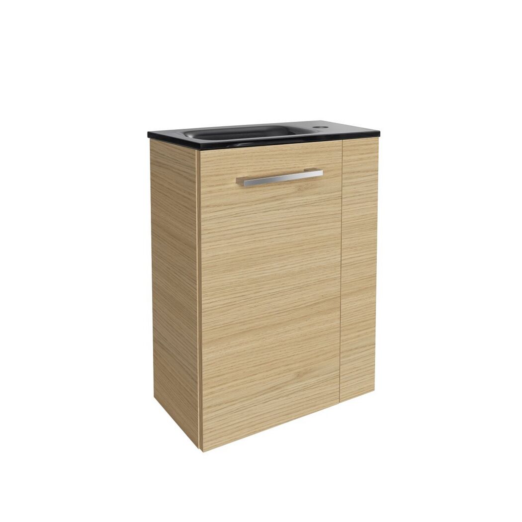 Waschtischunterschrank mit schwarzem Waschbecken