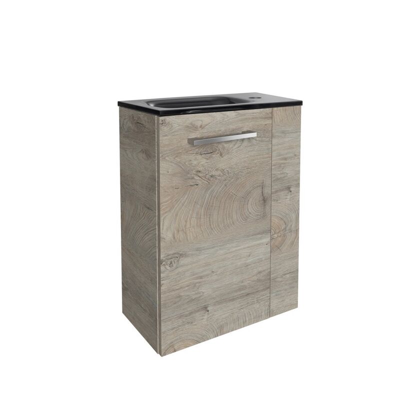 Waschtischunterschrank mit schwarzem Waschbecken