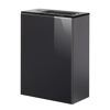Schwarzer Waschbeckenunterschrank mit Glasfront.