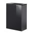 Schwarzer Waschbeckenunterschrank mit Glasfront.