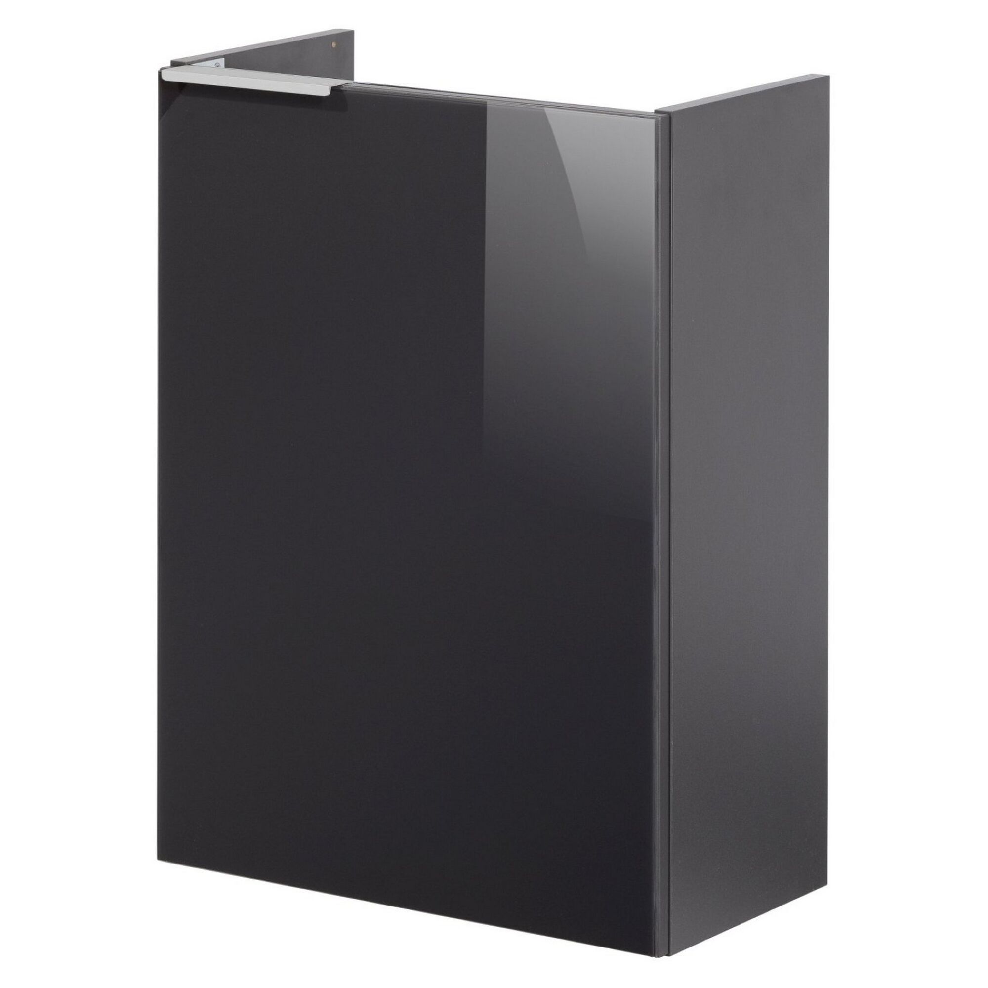 Anthrazitfarbener Wandschrank mit silbernem Griff