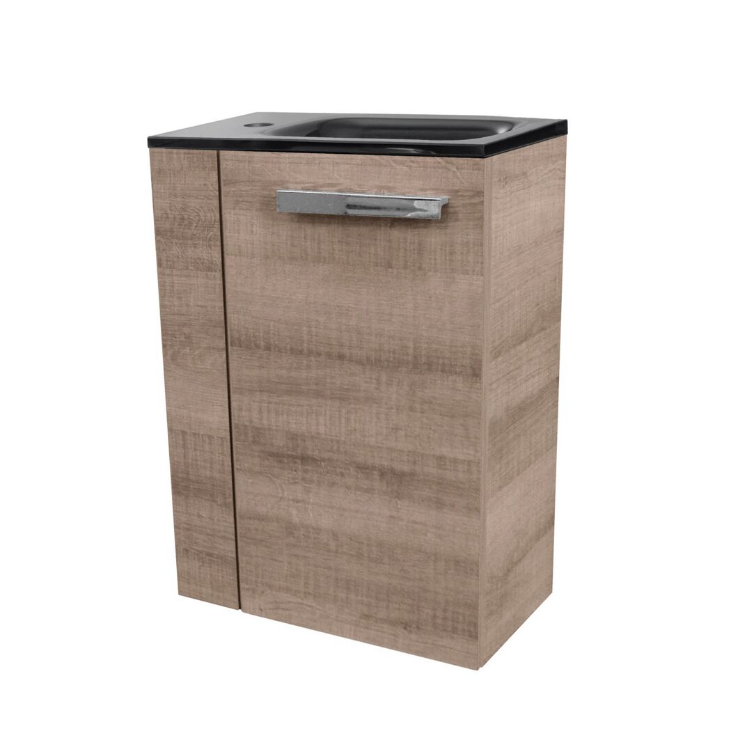 Waschbeckenunterschrank mit schwarzem Waschbecken