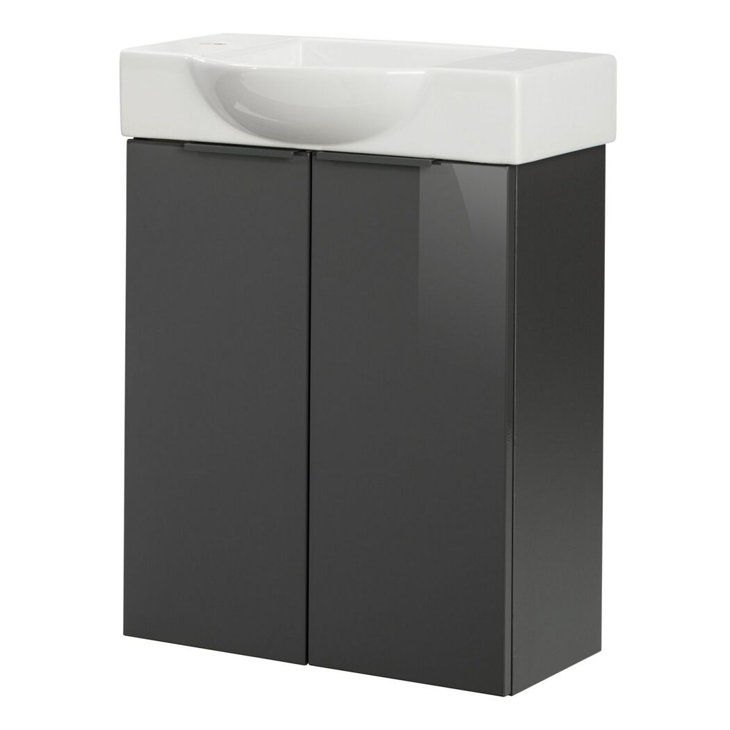 Waschbeckenunterschrank mit weißem Waschbecken