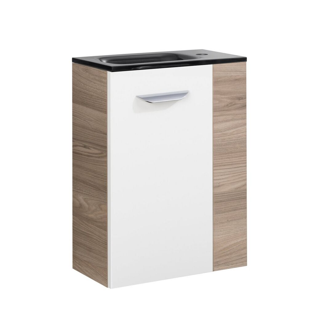 Waschbeckenunterschrank mit schwarzer Keramikplatte