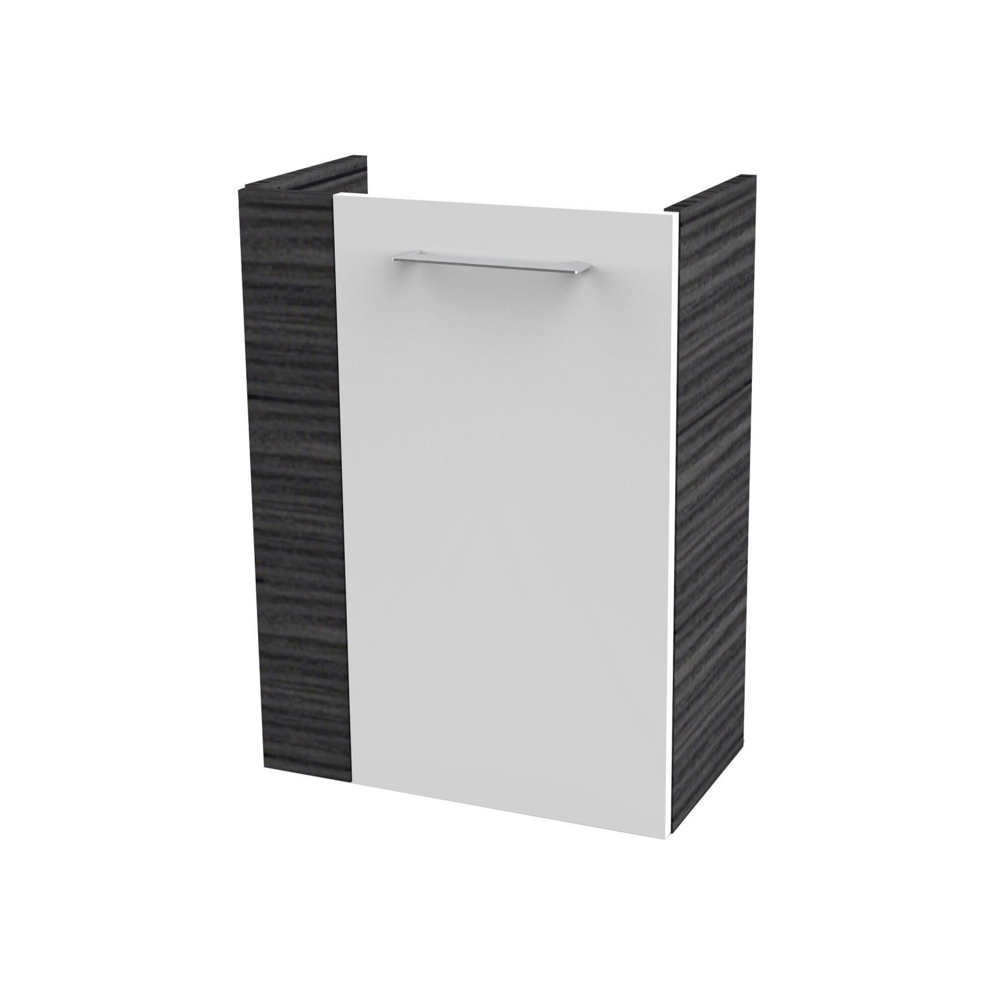 weiße Unterschrankblende mit Haltegriff