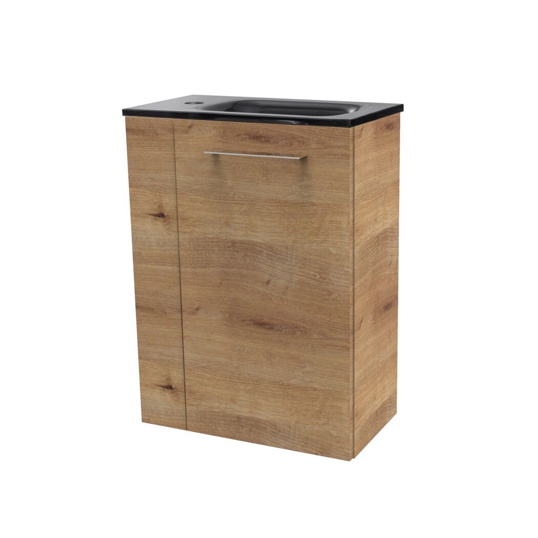 Waschbeckenunterschrank mit schwarzem Waschbecken