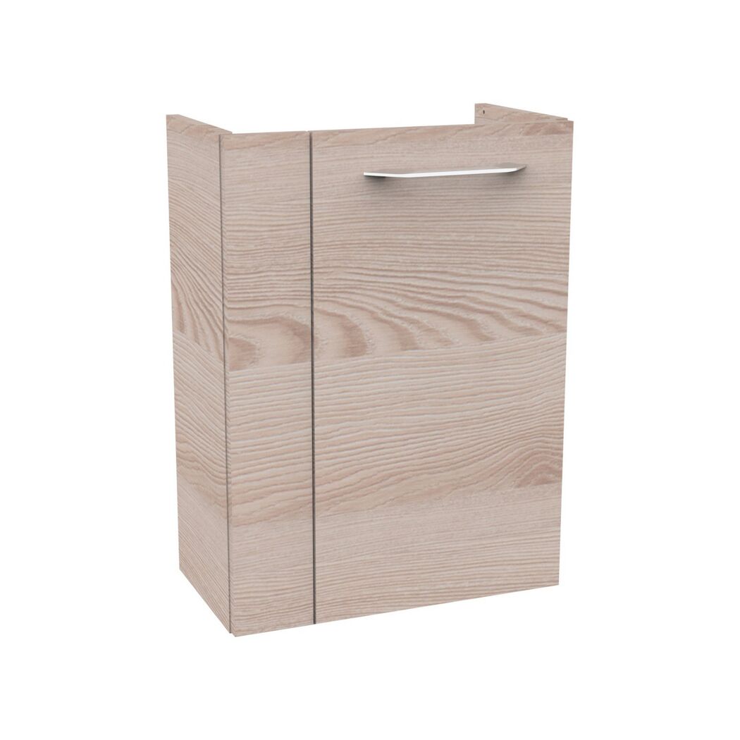 Hängeschrank mit hellbrauner Holztür.