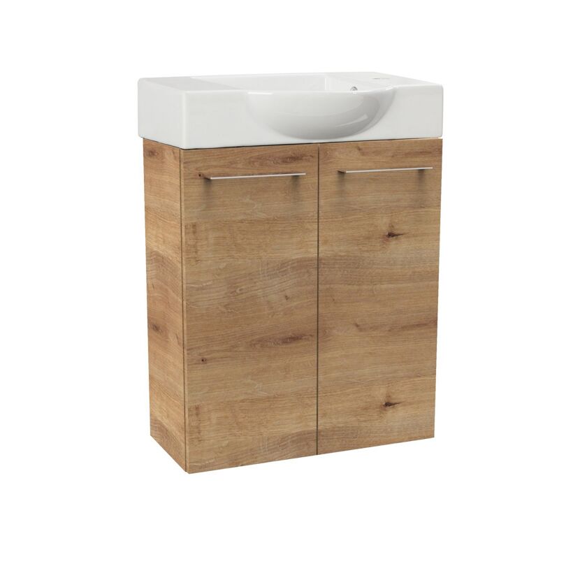 Waschbeckenunterschrank mit weißem Waschbecken