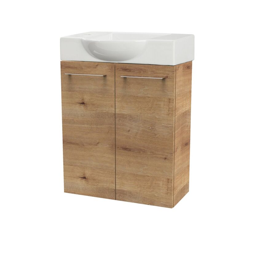 Waschbeckenunterschrank mit weißem Waschbecken